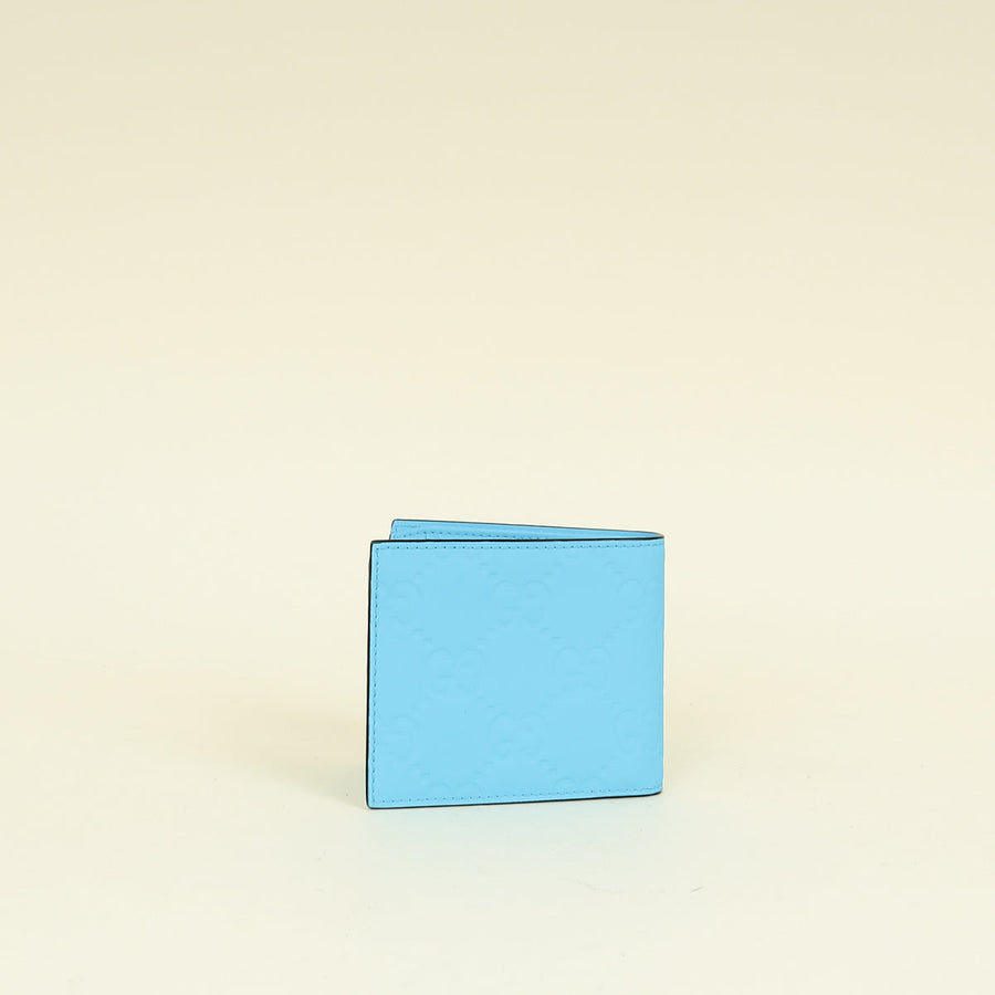 Gucci Neon Blue GG Embossed Rubberized Bi-Fold Wallet