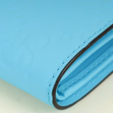 Gucci Neon Blue GG Embossed Rubberized Bi-Fold Wallet