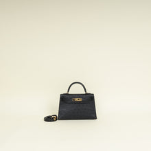 Hermes Noir Ostrich Mini Kelly Sellier 20 Bag