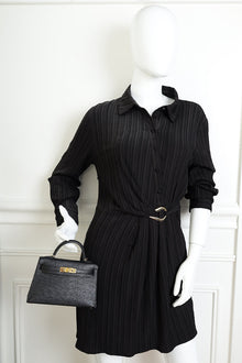 Hermes Noir Ostrich Mini Kelly Sellier 20 Bag