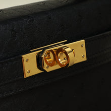 Hermes Noir Ostrich Mini Kelly Sellier 20 Bag