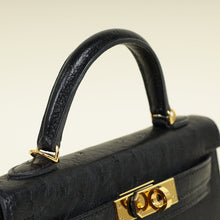 Hermes Noir Ostrich Mini Kelly Sellier 20 Bag