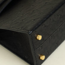 Hermes Noir Ostrich Mini Kelly Sellier 20 Bag