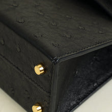 Hermes Noir Ostrich Mini Kelly Sellier 20 Bag