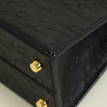 Hermes Noir Ostrich Mini Kelly Sellier 20 Bag