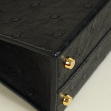 Hermes Noir Ostrich Mini Kelly Sellier 20 Bag