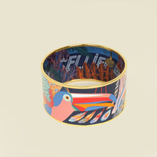 Hermes Indigo Multicolor Enamel Toucans De Paradis Extra Wide Bracelet