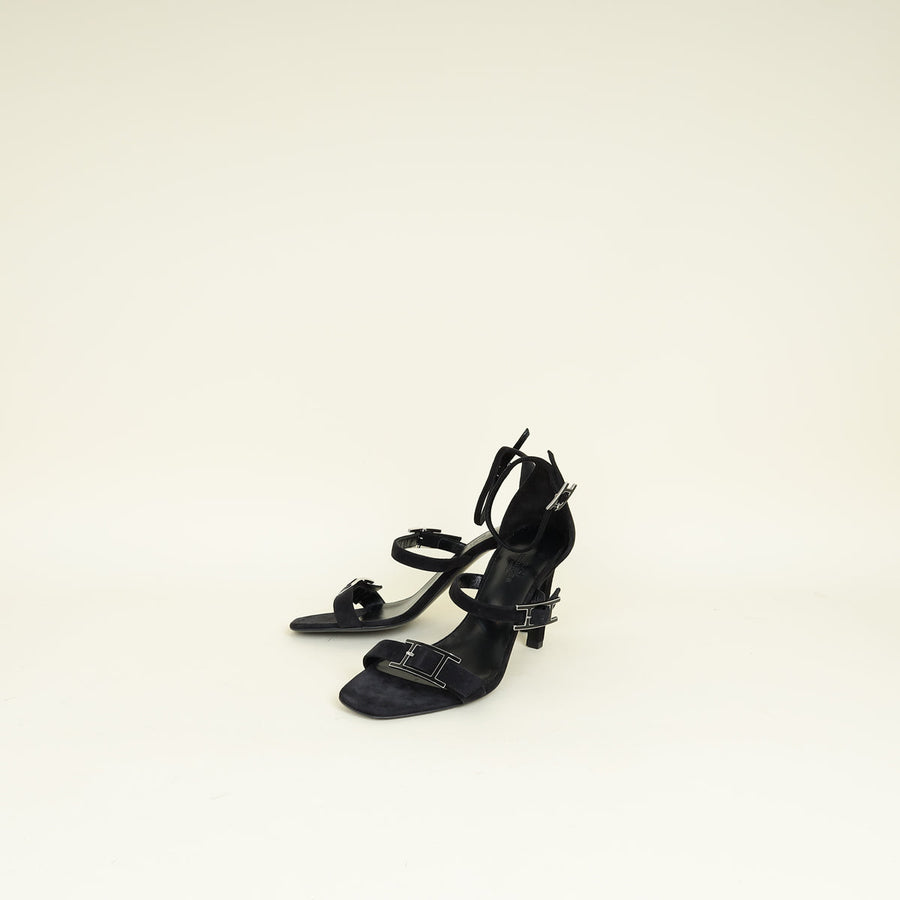 Hermes Noir Liv 90 Sandal 38