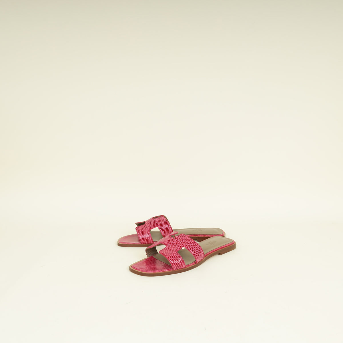 Hermes Rose Shéhérazade Oran Lizard Sandal 38