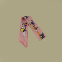 Hermes Rose Multicolor Space Derby Print Twilly