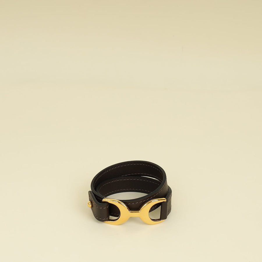 Hermes Chocolate Baby Pavane Double Tour Bracelet