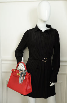 Hermes Rouge Vintage Kelly 28 Bag W/ Twilly