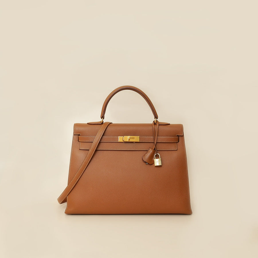 Hermes Gold Sellier Kelly 35 Bag