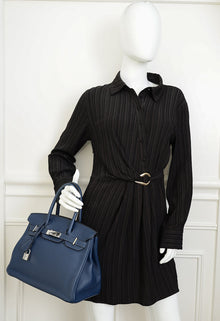 Hermes Bleu Royal Retourne Birkin 30 Bag