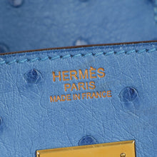Hermes Bleu Mykonos Birkin 30 Ostrich Bag with 2 Twilly