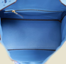 Hermes Bleu Mykonos Birkin 30 Ostrich Bag with 2 Twilly