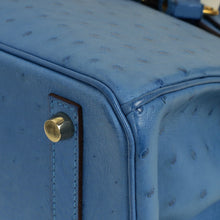 Hermes Bleu Mykonos Birkin 30 Ostrich Bag with 2 Twilly