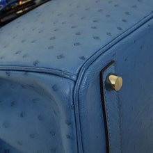 Hermes Bleu Mykonos Birkin 30 Ostrich Bag with 2 Twilly