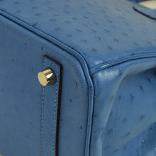Hermes Bleu Mykonos Birkin 30 Ostrich Bag with 2 Twilly
