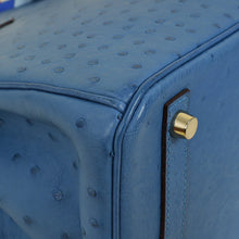Hermes Bleu Mykonos Birkin 30 Ostrich Bag with 2 Twilly