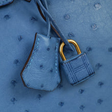 Hermes Bleu Mykonos Birkin 30 Ostrich Bag with 2 Twilly