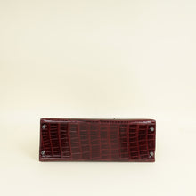 Hermes Bordeaux Shiny Porosus Crocodile Sellier Kelly 35 Bag