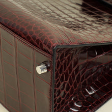 Hermes Bordeaux Shiny Porosus Crocodile Sellier Kelly 35 Bag