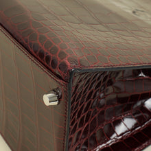 Hermes Bordeaux Shiny Porosus Crocodile Sellier Kelly 35 Bag