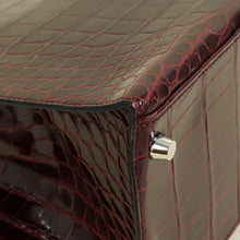 Hermes Bordeaux Shiny Porosus Crocodile Sellier Kelly 35 Bag