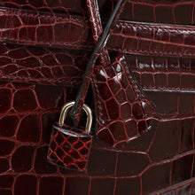 Hermes Bordeaux Shiny Porosus Crocodile Sellier Kelly 35 Bag