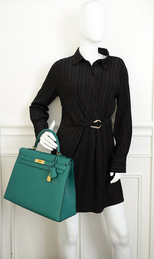 Hermes Malachite Sellier Kelly 35 Bag
