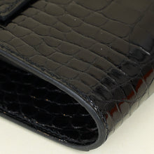 Hermes Noir Kelly To Go Shiny Alligator Wallet