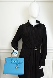Hermes Bleu Frida Sellier Birkin 25 Bag