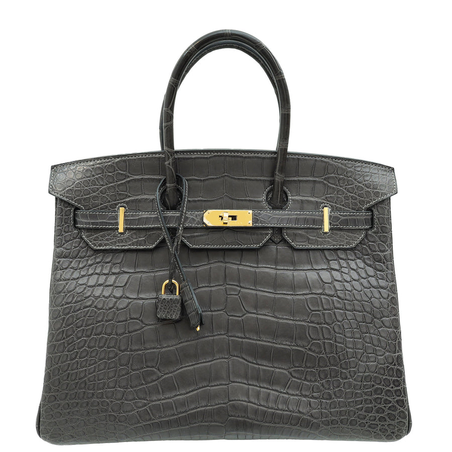 Hermes Graphite Matte Alligator Birkin 35 Bag