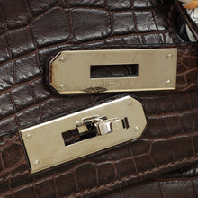 Hermes Chocolate Matte Niloticus Crocodile Birkin 30 Bag w/ Twilly