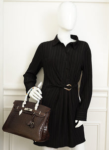 Hermes Chocolate Matte Niloticus Crocodile Birkin 30 Bag w/ Twilly