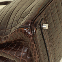 Hermes Chocolate Matte Niloticus Crocodile Birkin 30 Bag w/ Twilly
