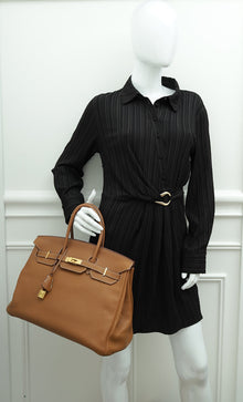 Hermes Gold Retourne Birkin 35 Bag