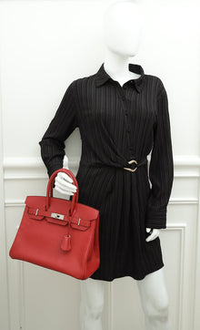 Hermes Rouge Casaque Retourne Birkin 30 Bag