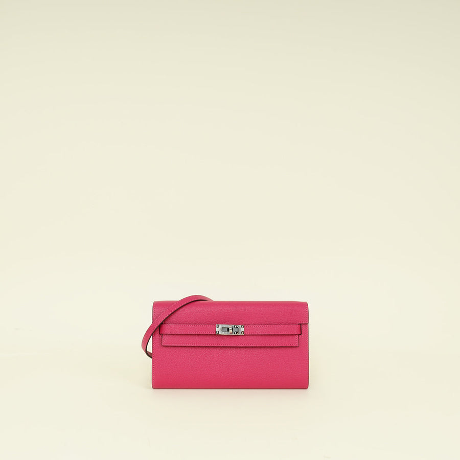 Hermes Rose Mexico Kelly To Go Chevre Mysore Wallet