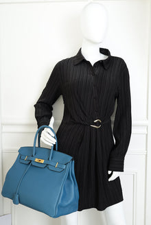 Hermes Bleu Izmir Retourne Birkin 35 Bag