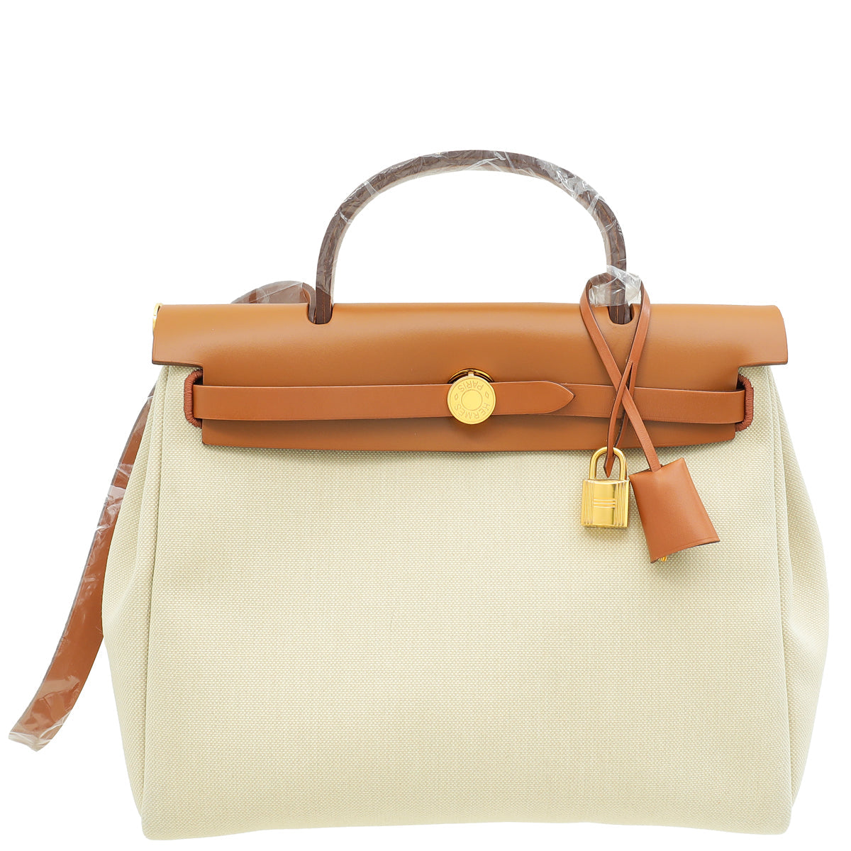 Hermes Bicolor Herbag 31 PM Retourne Toile Militaire Vache Hunter Bag
