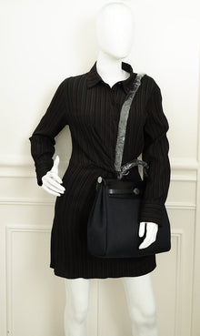 Hermes Noir Herbag Zip 31 PM Retourne Military Toile and Vache Bag