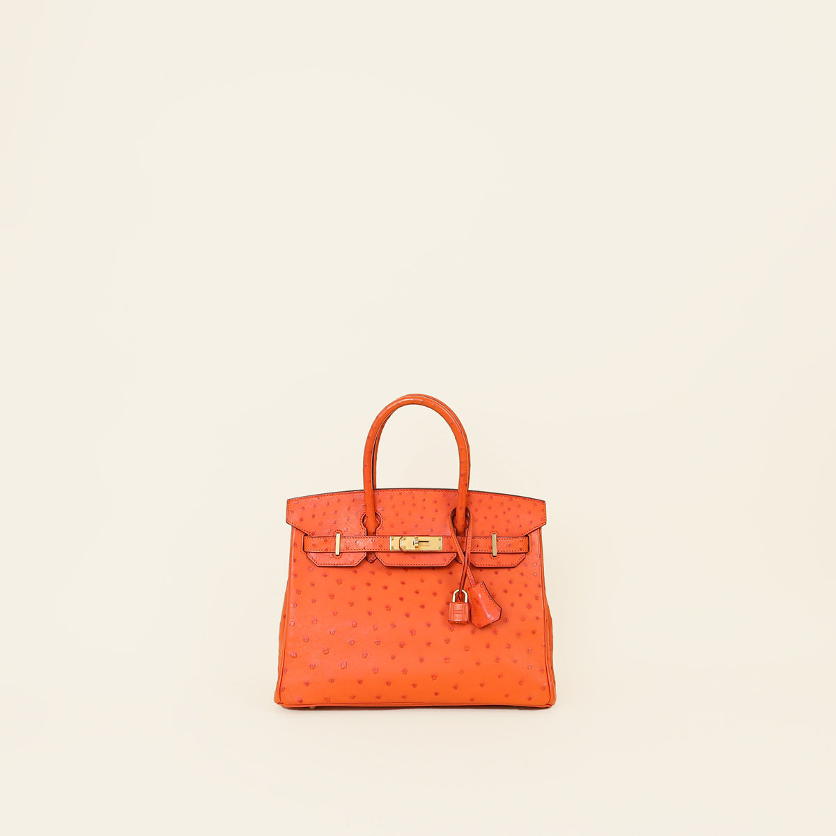 Hermes Orange Ostrich Birkin 30 Bag