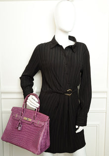 Hermes Violet Shiny Porosus Crocodile Birkin 30 Bag