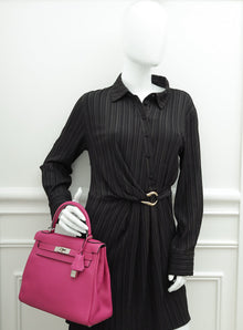 Hermes Rose Pourpre Kelly 28 Retourne Bag