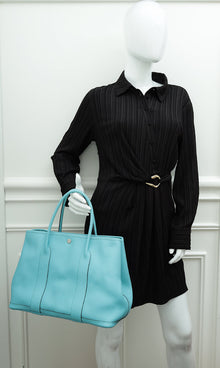 Hermes Bleu Atoll Garden Party 36 Vache Country Bag
