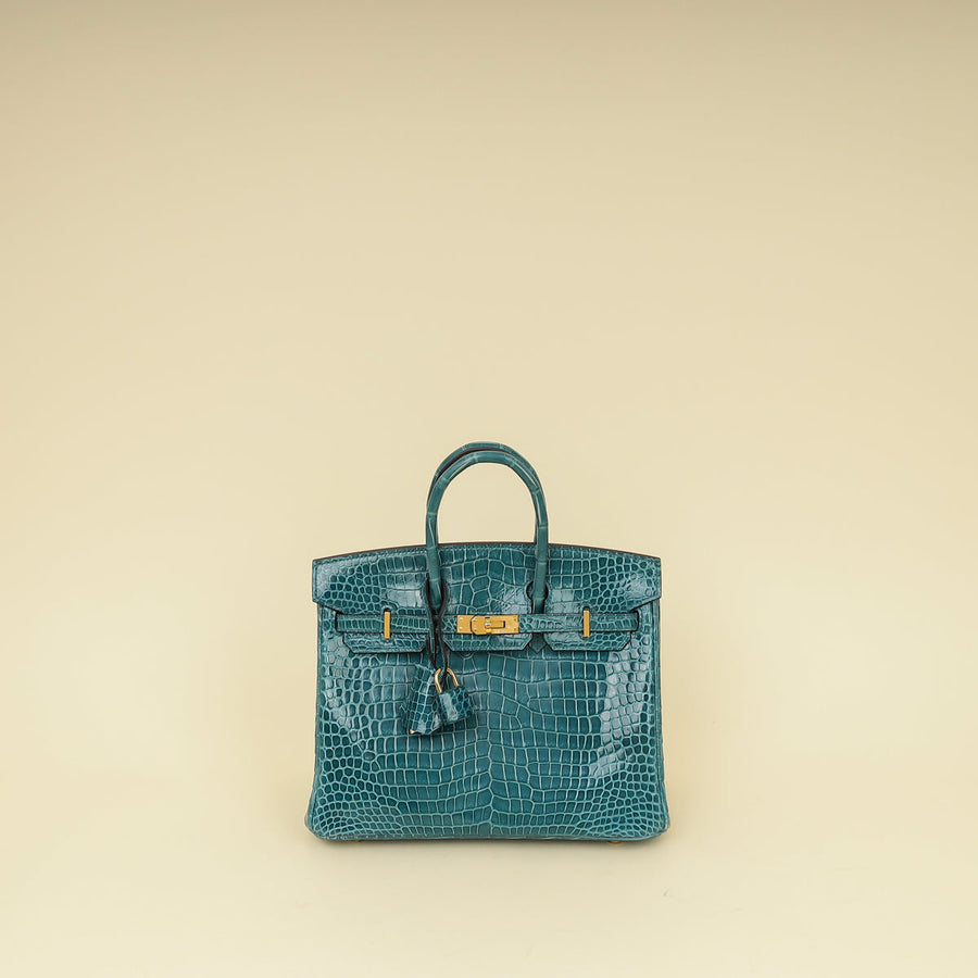 Hermes Colvert Shiny Porosus Crocodile Birkin 25 Bag