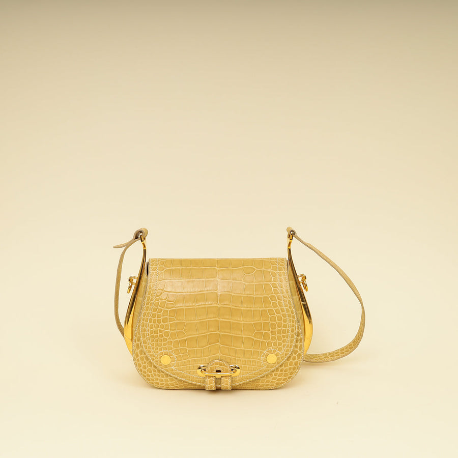 Hermes Jaune Poussin Alligator Passe-Guide Bag