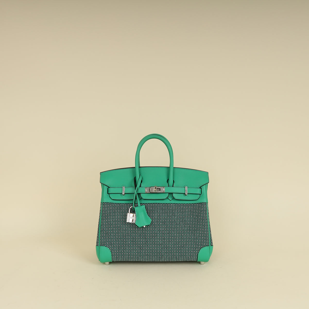Hermes Tricolor Toile Quadrille Birkin 25 Bag